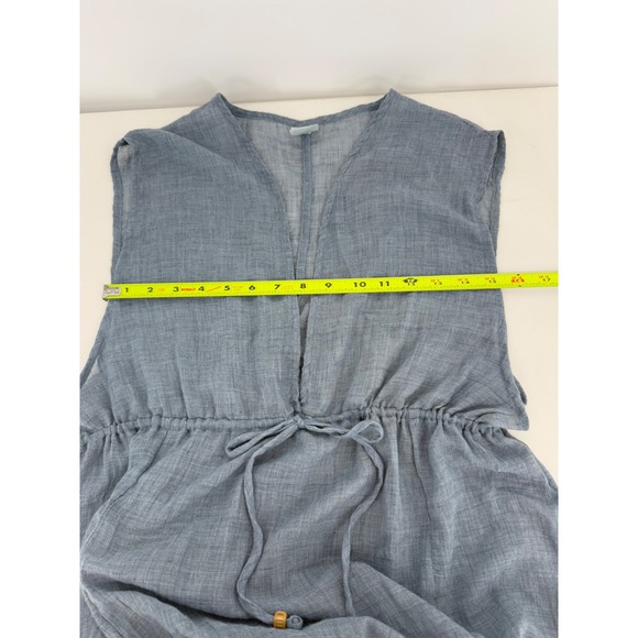 Kona Kol Sz M Womens Blue Gauze Tie Waist Maxi Dress Sleeveless Beach Cover Up‎ - Picture 5 of 8